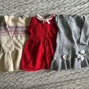 Kids Formal Knit Dresses - Cream, Red, and Gray